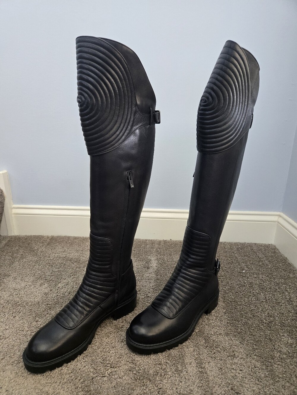 Christian Louboutin Black Quilted Over-the-Knee Leather Boots